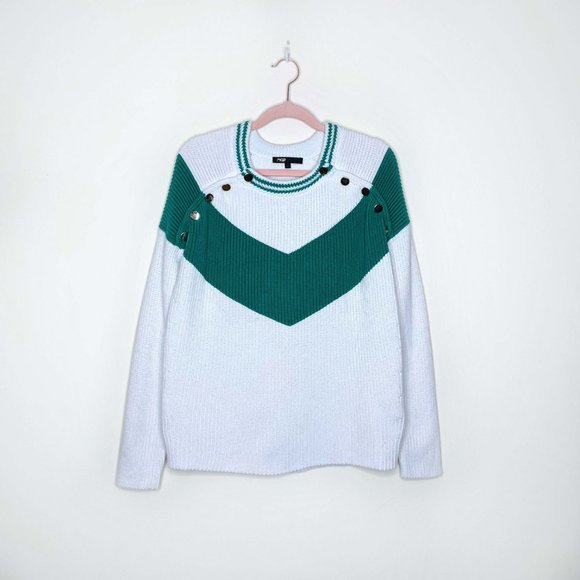 ⚡️SOLD⚡️ maje marina chevron cotton-wool knit sweater - size 2 - Picture 3 of 8